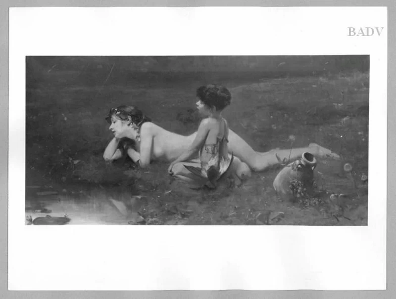 Bruno Piglhein - Ragazza allo stagno con un ragazzo, zingari, Führermuseum, Linz